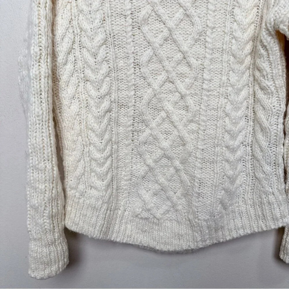 Banana Republic Womens Small Boat Neck Oversized Cable Ivory Wool Sweater - Picture 9 of 15